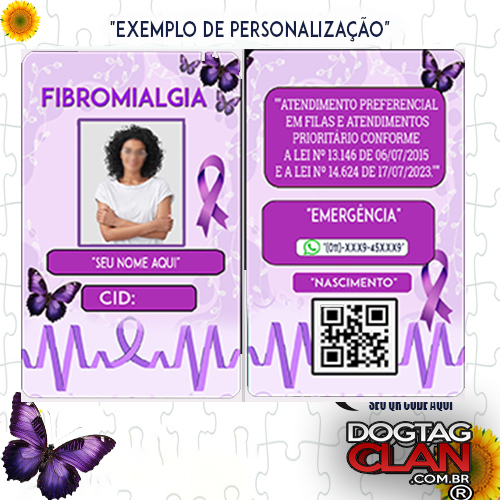 Crachá de Identificação para Fibromialgia com Cordão