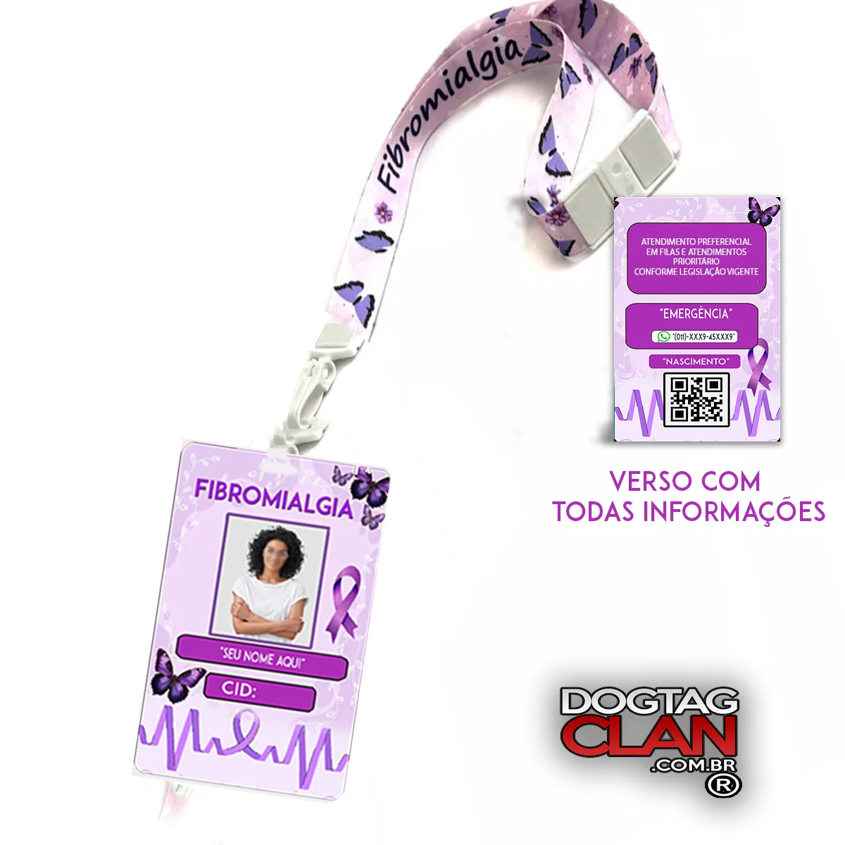 Crachá de Identificação para Fibromialgia com Cordão-3
