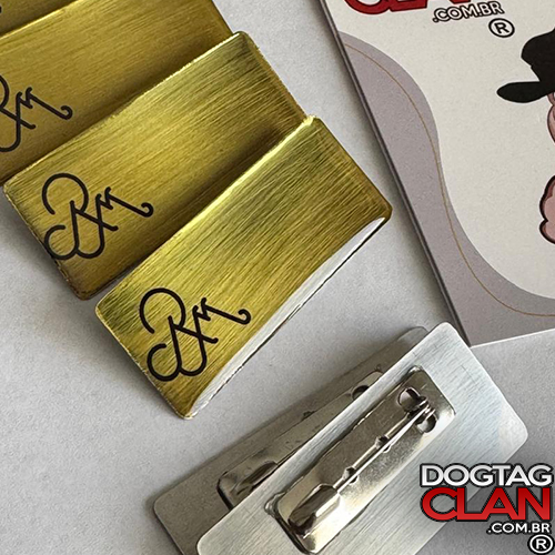 Kit 10 Crachás Broche em Aço Inox com Alfinete Níquel Personalizados com Nome ou Logo-5
