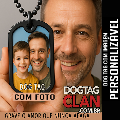 Dog Tag com Foto Gravada em Aço Inox – Presente com Nome e Imagem