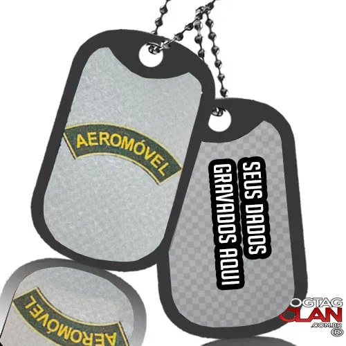 Dog Tag Aeromóvel Personalizada com Nome e OM Gravação no Aço Inox