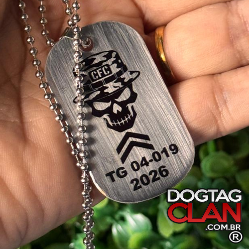 Dog Tag CFC Caveira Militar Personalizada Chapéu Verde-2