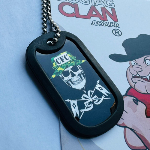 Dog Tag CFC Caveira Militar Personalizada Chapéu Verde-3