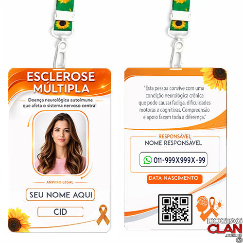 Crachá Esclerose Múltipla com Cordão Personalizado com Nome