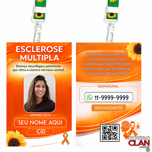Crachá Esclerose Múltipla com Cordão Personalizado com Nome