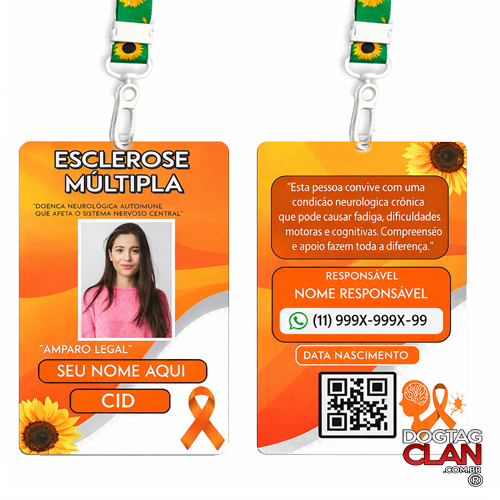 Crachá Esclerose Múltipla com Cordão Personalizado com Nome
