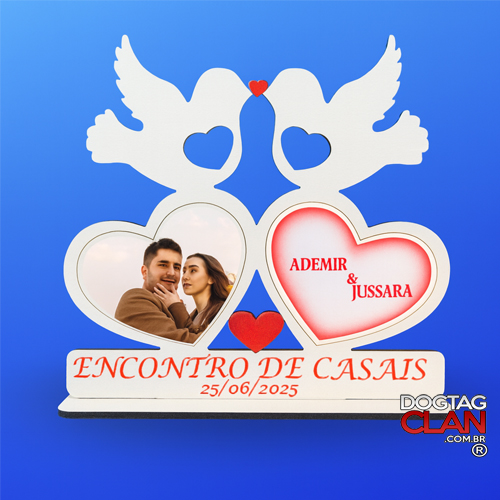 Lembrança de Casamento coração Personalizada em MDF – Nome, Foto e Data Gravados