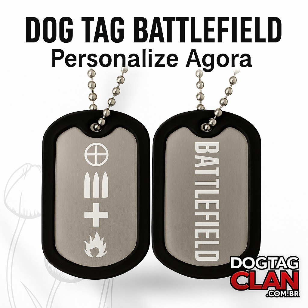 Dog Tag Battlefield Personalizada – Nome Gamer Tag e Clã Gravados no Aço