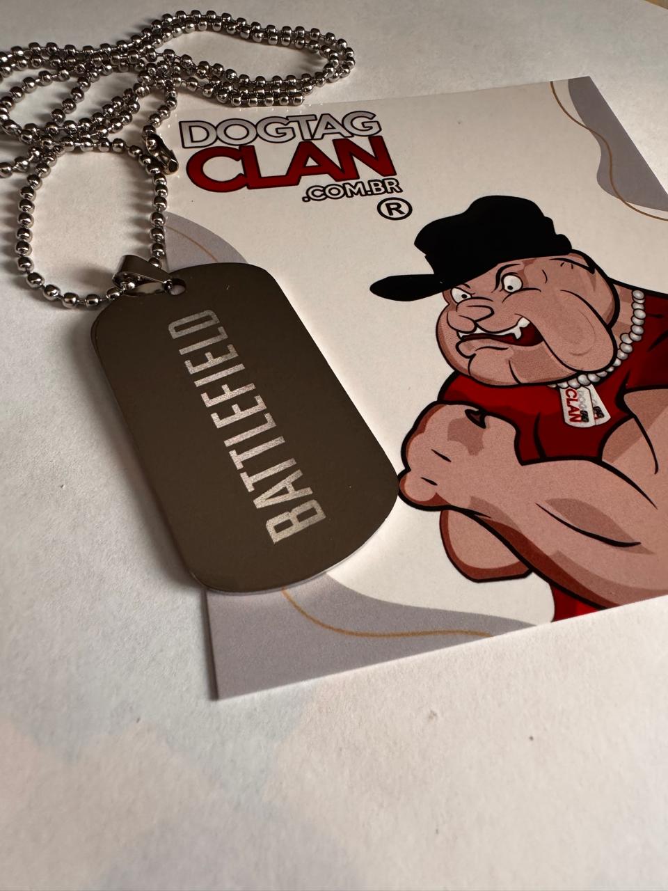 Dog Tag Battlefield Personalizada – Nome Gamer Tag e Clã Gravados no Aço-1