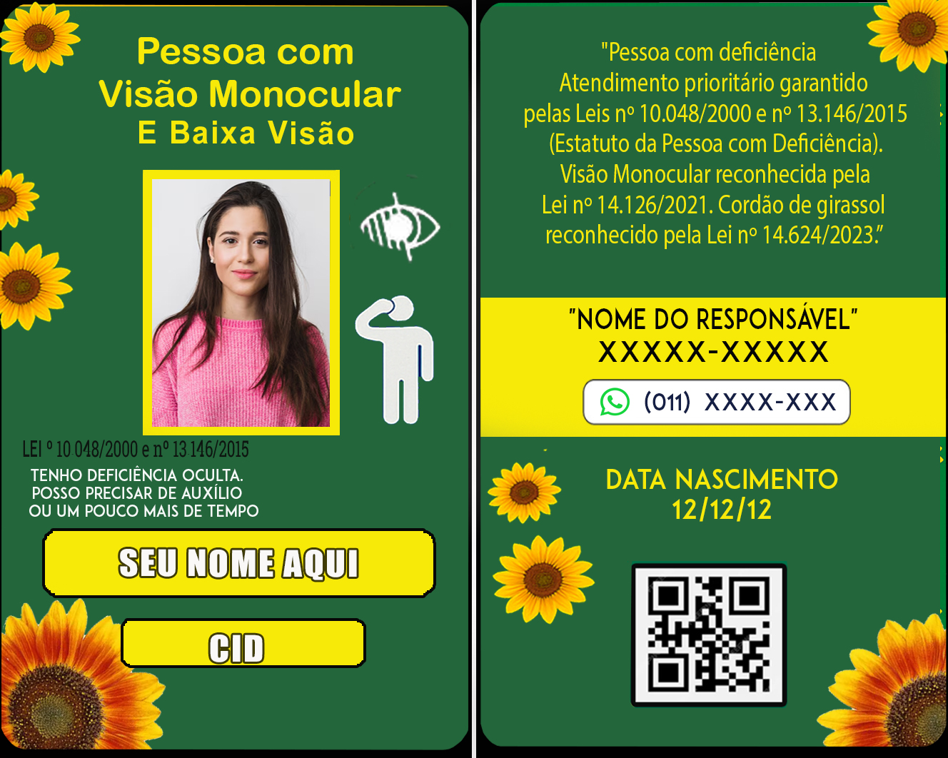 Kit de Identificação – Baixa Visão e Visão Monocular com Cordão Girassol-1