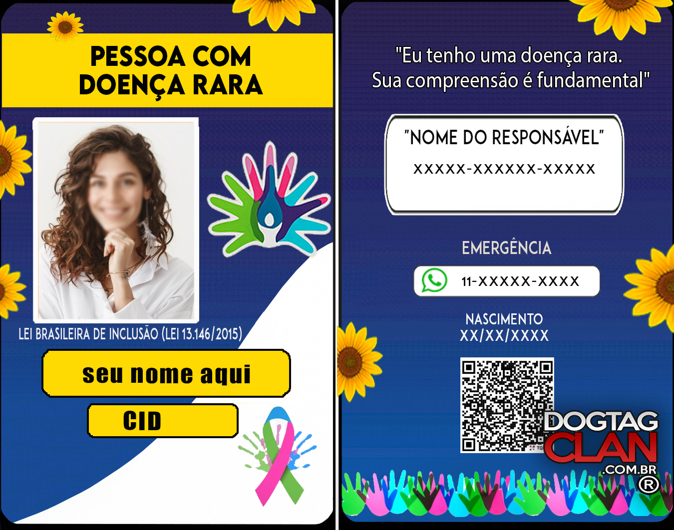 Crachá de Identificação para Doenças Raras Nome, Foto, CID e QR Code-1