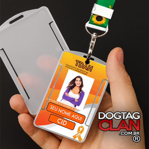 Crachá TDAH Personalizado – Identificação com Nome Foto Cordão e QR Code-1