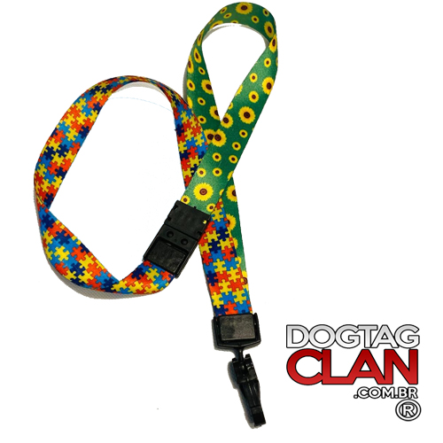 Cordão Premium Autismo e Girassol com Trava Anti-Sufocamento