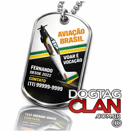 Dog Tag Aviação Personalizada – Voar é Vocação