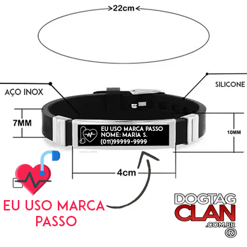 Pulseira de Identificação EU USO MARCAPASSO – Alerta Médico