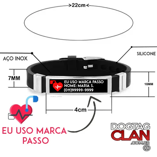 Pulseira de Identificação EU USO MARCAPASSO – Alerta Médico