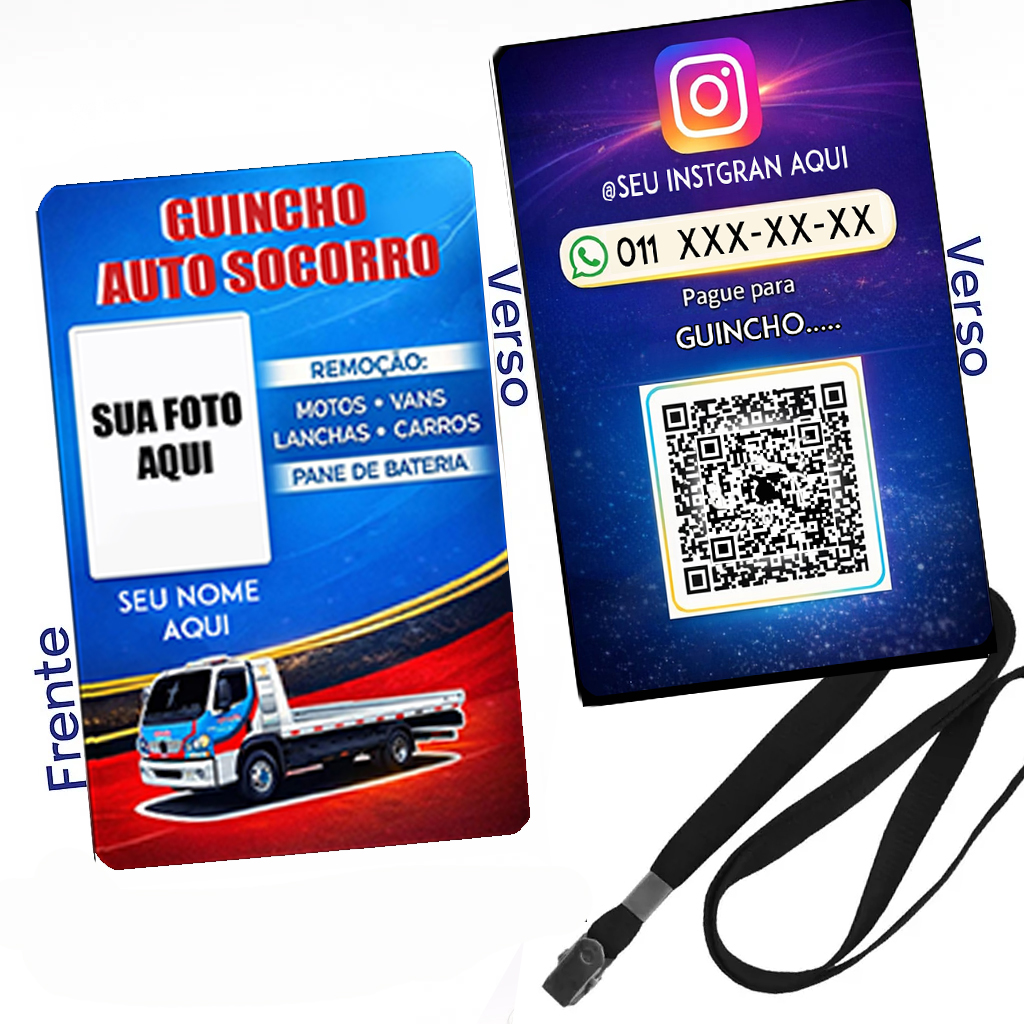 Crachá Profissional com QR Code Pix – Guincho, Uber e Taxista