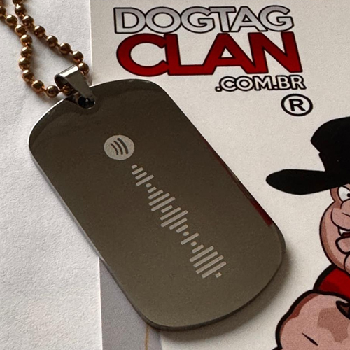 Dog Tag Spotify Code Personalizada em Aço Inox – Música, Nome e Emoção Gravados no Aço-1