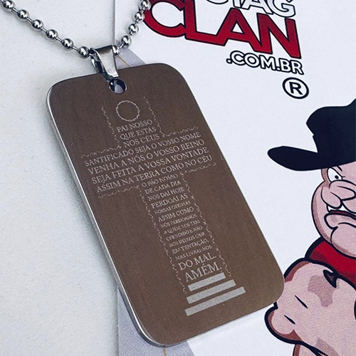 Dog Tag Pai Nosso em Aço Inox – Gravação Ponta de Diamante-1