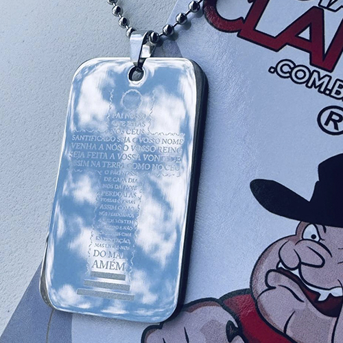 Dog Tag Pai Nosso em Aço Inox – Gravação Ponta de Diamante-2