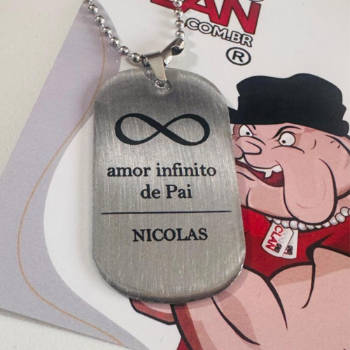 Dog Tag Amor Infinito– Personalizada com Nome do Filho em Aço Inox-1