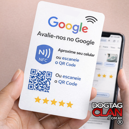 Cartão NFC para Avaliação Google em PVC – Chip de Aproximação para Google Meu Negócio