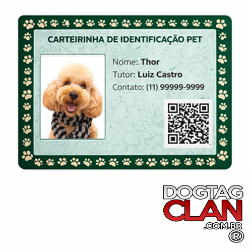 Carteirinha Pet Personalizada em PVC com QR Code-2