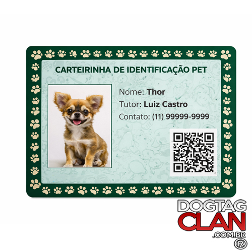 Carteirinha Pet Personalizada em PVC com QR Code-1