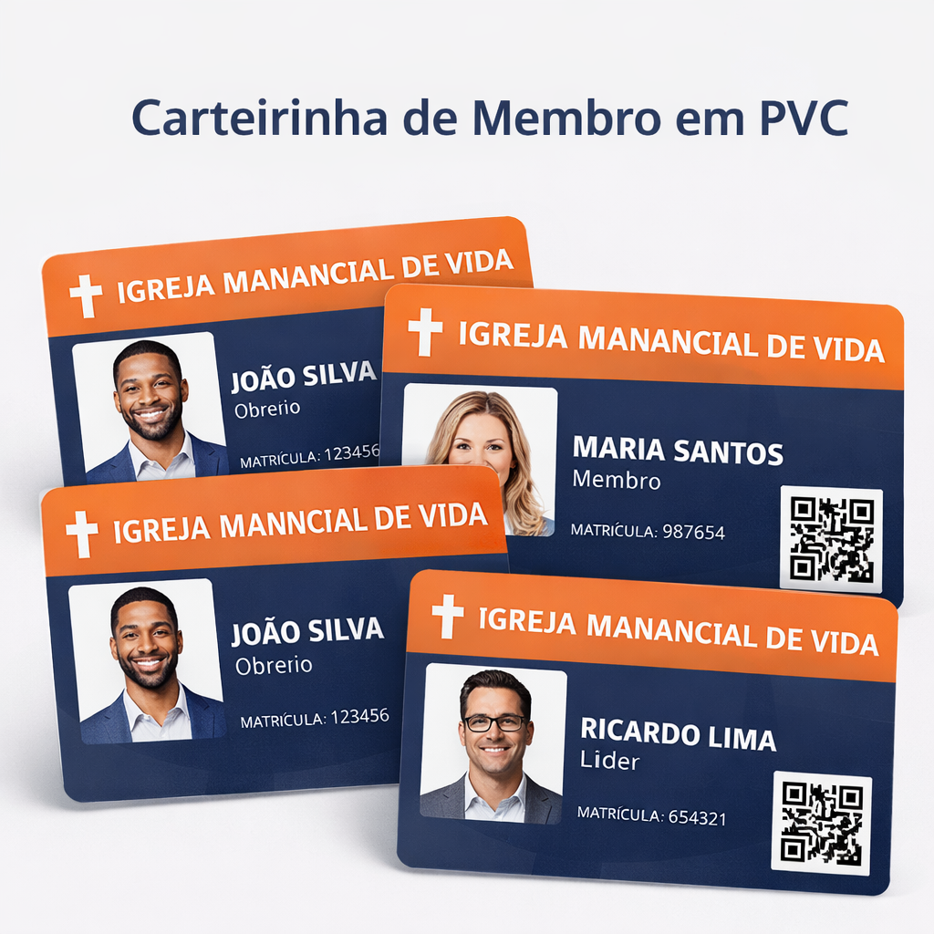Cartão de Membro em PVC Personalizado com Foto e QR Code – Igreja e Associação-2