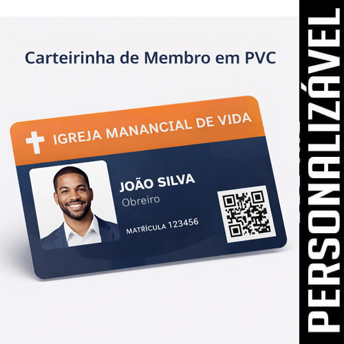Cartão de Membro em PVC Personalizado com Foto e QR Code – Igreja e Associação