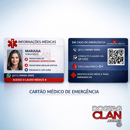 Crachá de Identificação Médica Personalizado – Nome, CID e Contato de Emergência-1