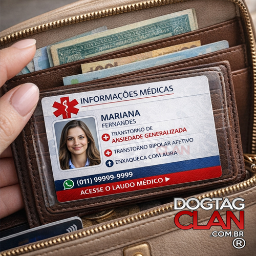 Crachá de Identificação Médica Personalizado – Nome, CID e Contato de Emergência-5