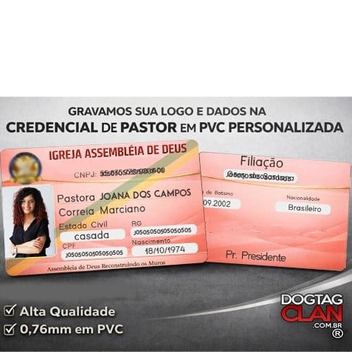 Credencial de Pastor e Carteirinha de Membro em PVC 0,76mm Personalizada-7