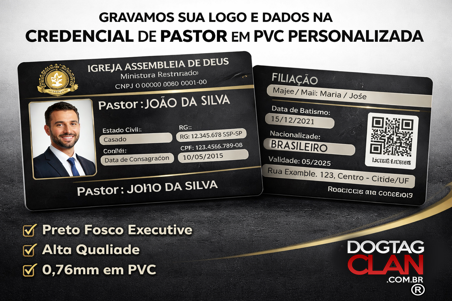 Credencial de Pastor e Carteirinha de Membro em PVC 0,76mm Personalizada-1
