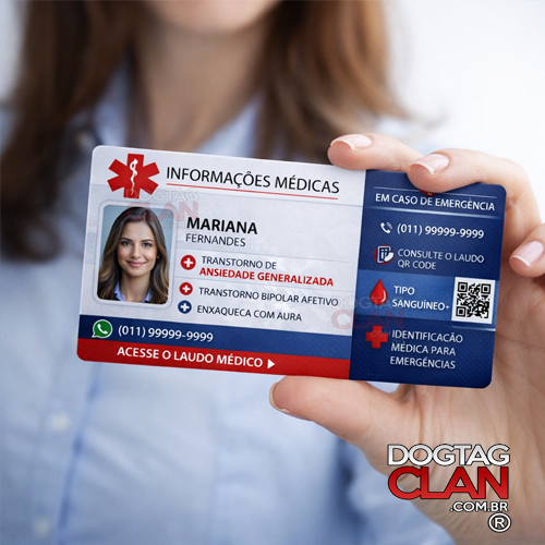 Cartão de Informações Médicas de Emergência para Carteira – Nome, Condições e Contato-3