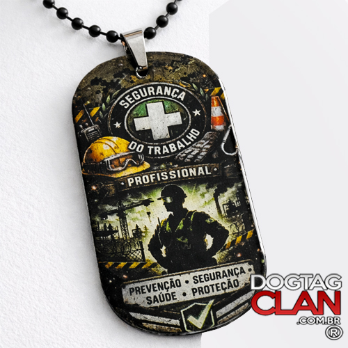 Dog Tag Segurança do Trabalho Personalizada com Nome e Dados em Aço Inox