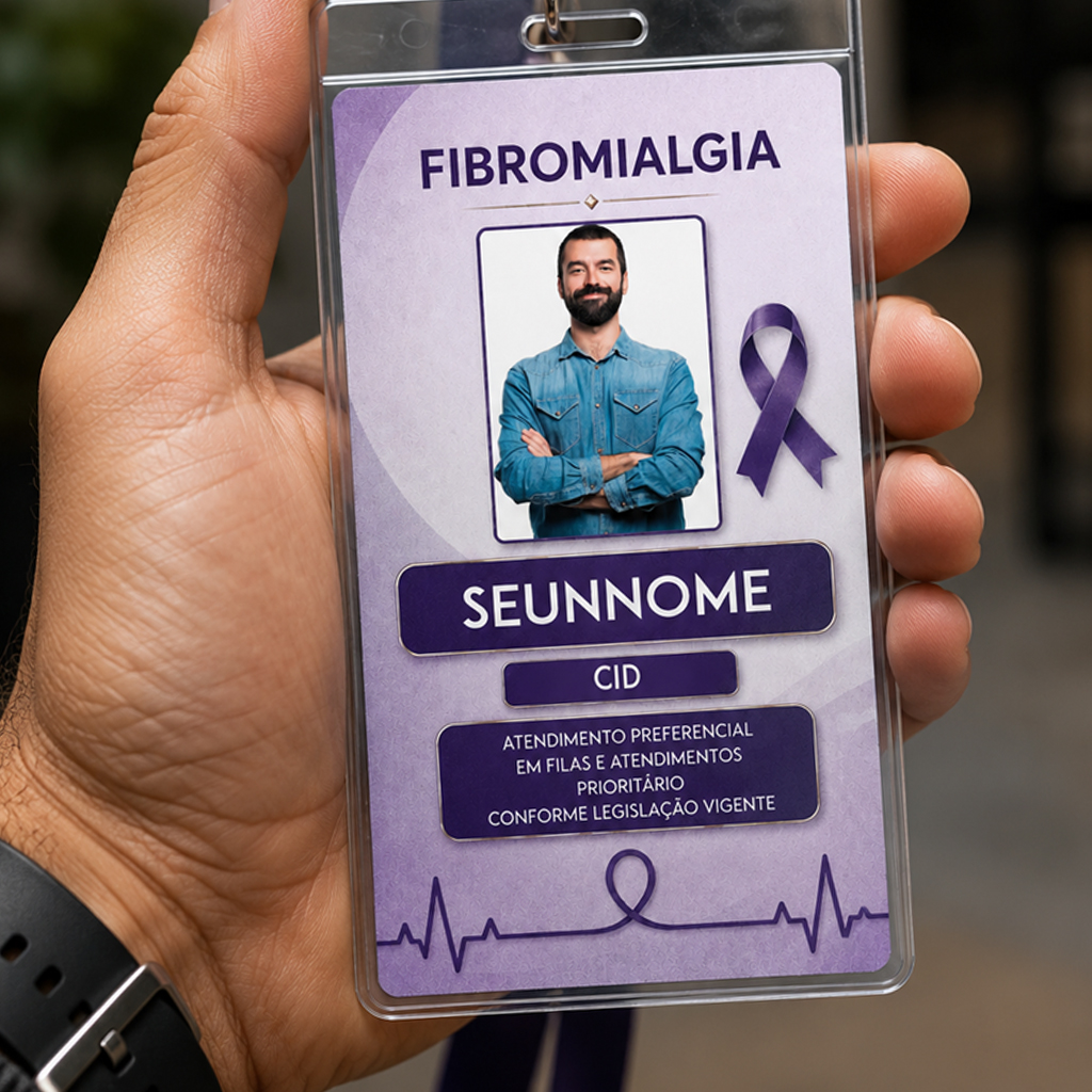 Crachá Fibromialgia Masculino com QR Code e CID Personalizado-2