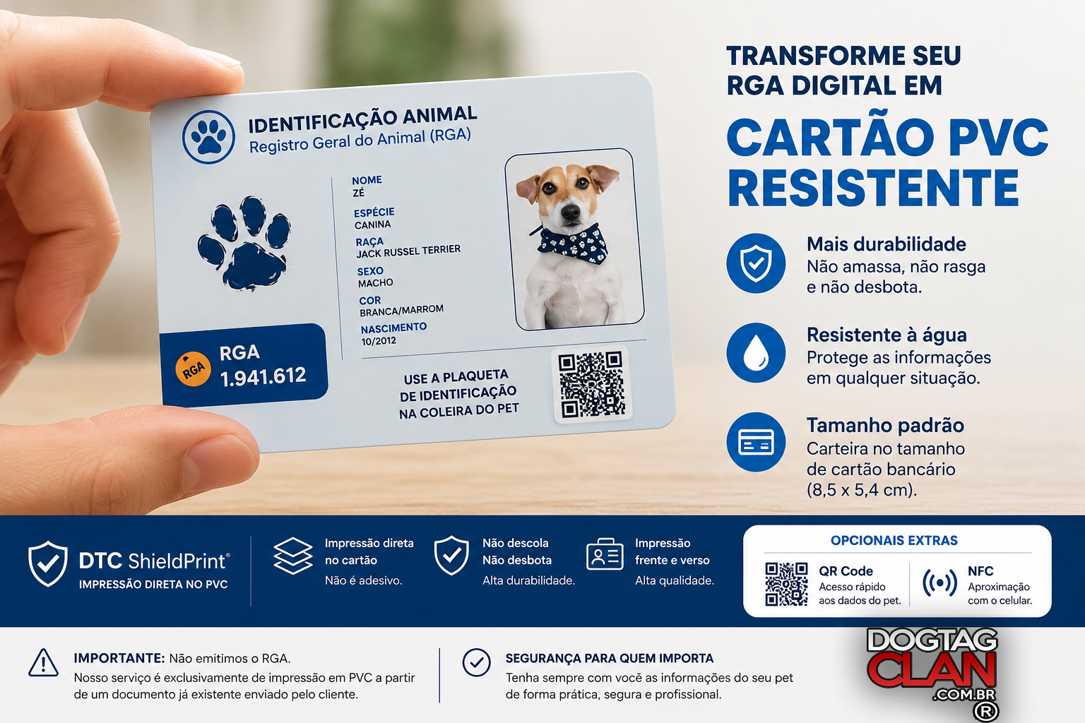 Carteirinha de Identidade Animal em PVC com QR Code – Impressão de RGA para Pet-2