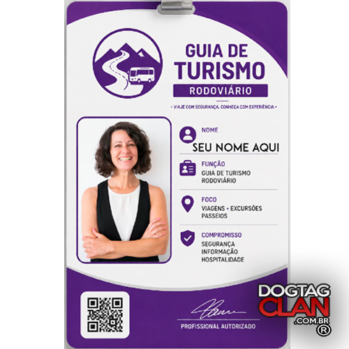 Crachá de Guia de Turismo Personalizado em PVC com QR Code