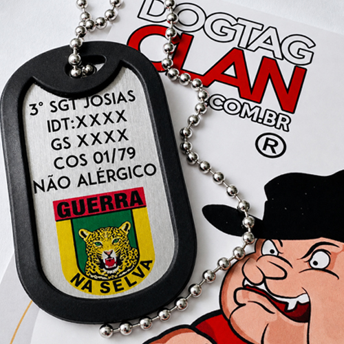Dog Tag Guerra na Selva em Aço Inox – Personalizada com Seus Dados