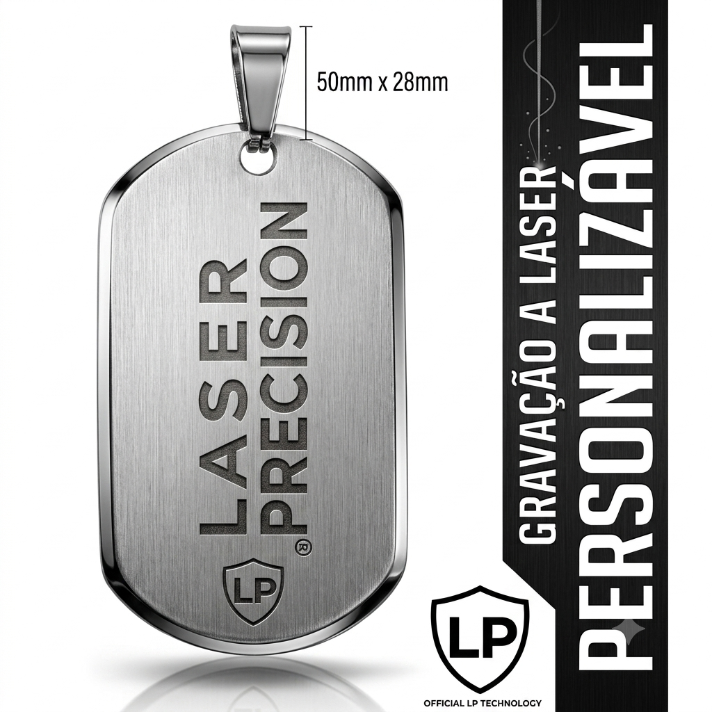 Dog Tag Laser Personalizada em Aço Inox | Gravação Precision®