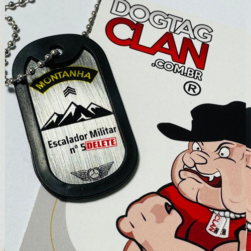 Dog Tag Montanha — Escalador Militar Personalizada em Aço Inox