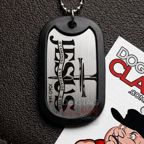 Dog Tag Jesus João 14:6 Personalizada em Aço Inox