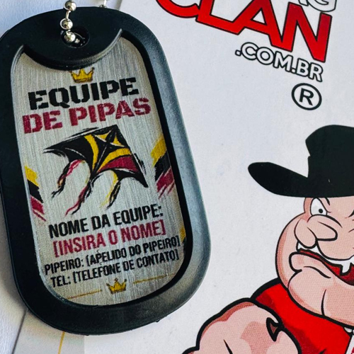 Dog Tag para Equipe de Pipa Personalizada em Aço Inox