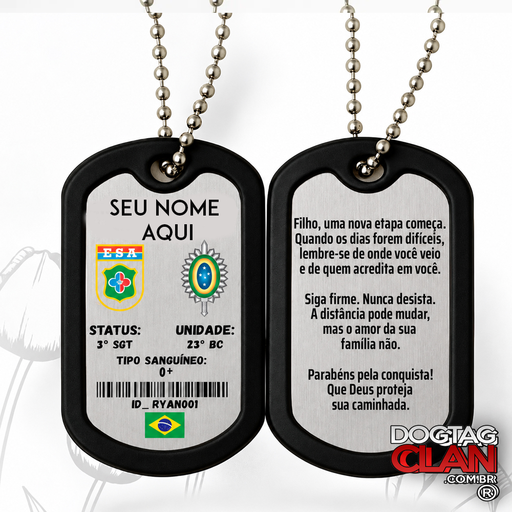 Dog Tag ESA Personalizada – Aprovação, Curso e Formatura