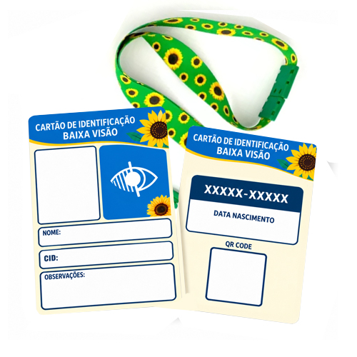 Kit de Identificação Baixa Visão com Cordão Girassol – Cartão Personalizado
